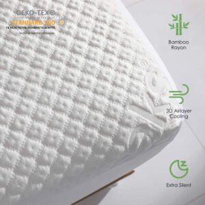 California King Size Waterproof Mattress Protector Fitted Mattress Pad Cover with Deep Pocket Up to 18''